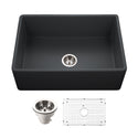 Houzer PTS-4100 BL-C Platus 30" Black Fireclay Apron Front Farmhouse Single Bowl Kitchen Sink