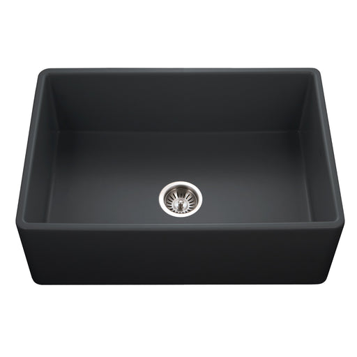 Houzer PTS-4100 BL Platus 30" Black Fireclay Apron Front Farmhouse Single Bowl Kitchen Sink