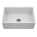 Houzer PTS-4100 MWH Platus 30" Matte White Fireclay Apron Front Farmhouse Single Bowl Kitchen Sink