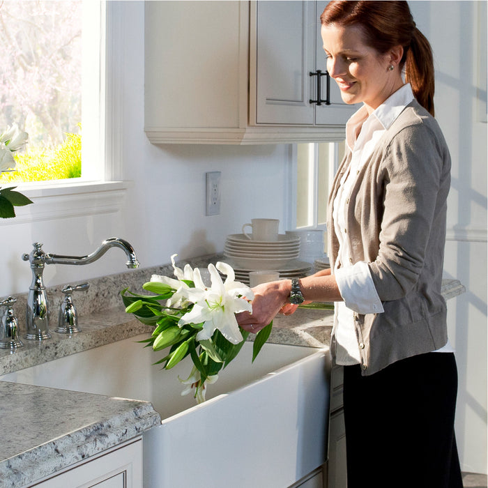 Houzer PTS-4100 MWH Platus 30" Matte White Fireclay Apron Front Farmhouse Single Bowl Kitchen Sink