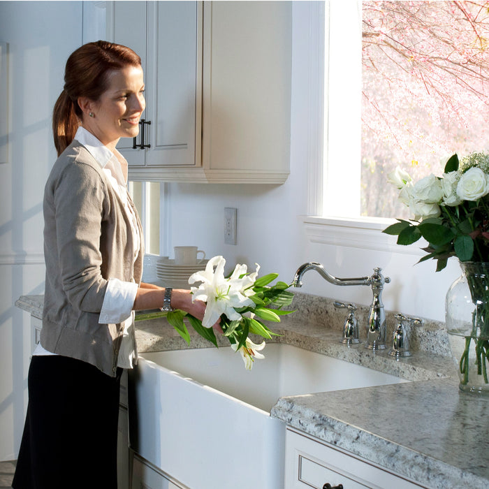 Houzer PTS-4100 WH Platus 30" White Fireclay Apron Front Farmhouse Single Bowl Kitchen Sink