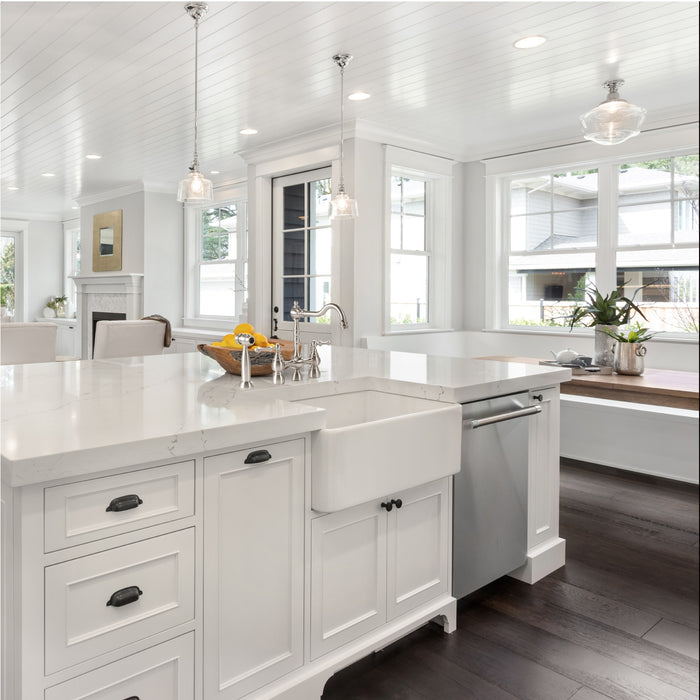 Houzer PTS-4118 WH Platus 30" White Fireclay Apron Front Farmhouse Single Bowl Kitchen Sink