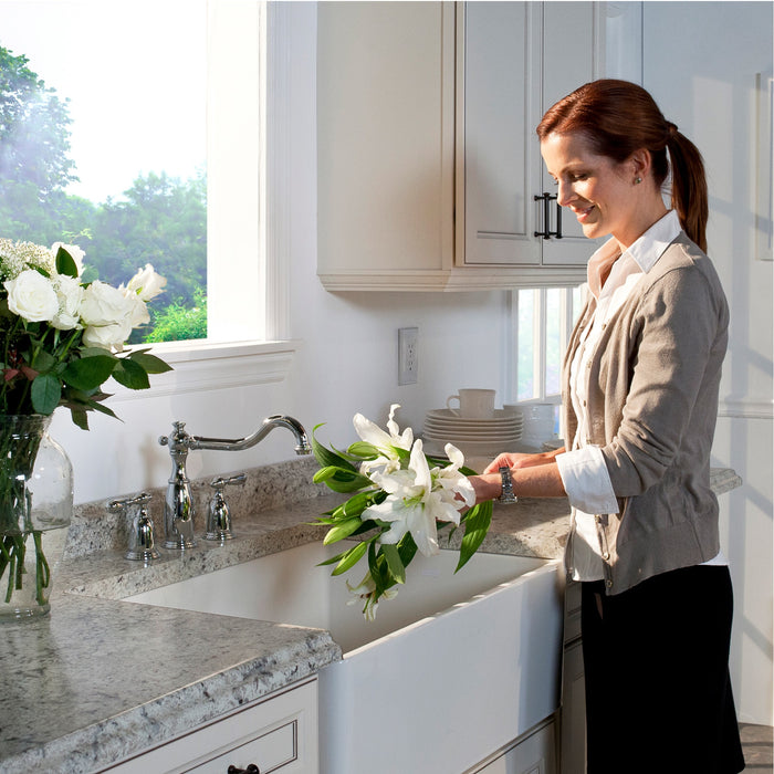 Houzer PTS-4118 WH Platus 30" White Fireclay Apron Front Farmhouse Single Bowl Kitchen Sink