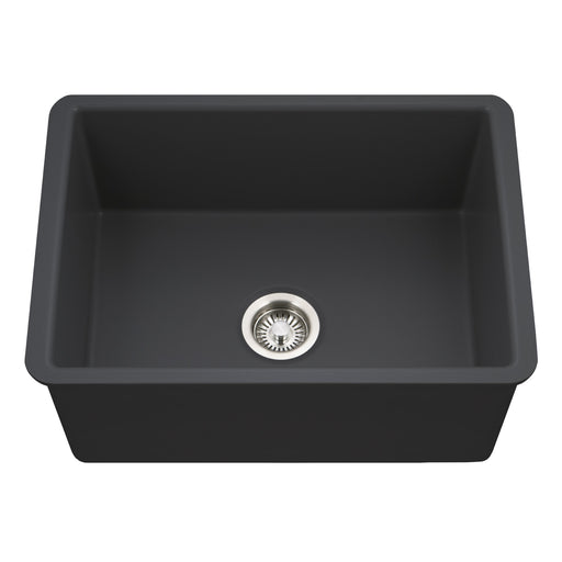 Houzer PTU-2800 BL Platus 26" Black Fireclay Undermount Single Bowl Kitchen Sink