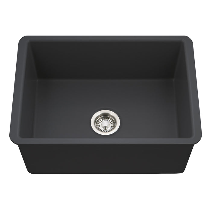 Houzer PTU-2800 BL Platus 26" Black Fireclay Undermount Single Bowl Kitchen Sink