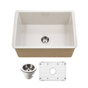 Houzer PTU-2800 BQ-C Platus 26" Biscuit Fireclay Undermount Single Bowl Kitchen Sink