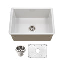 Houzer PTU-2800 WH-C Platus 26" White Fireclay Undermount Single Bowl Kitchen Sink