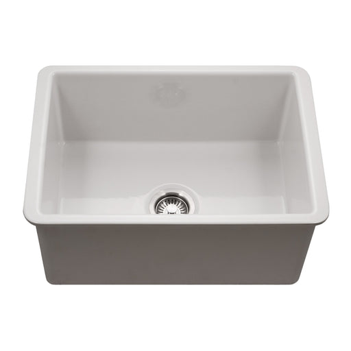 Houzer PTU-2800 WH Platus 26" White Fireclay Undermount Single Bowl Kitchen Sink