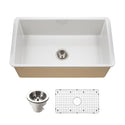 Houzer PTU-3600 WH-C Platus 32" White Fireclay Undermount Single Bowl Kitchen Sink