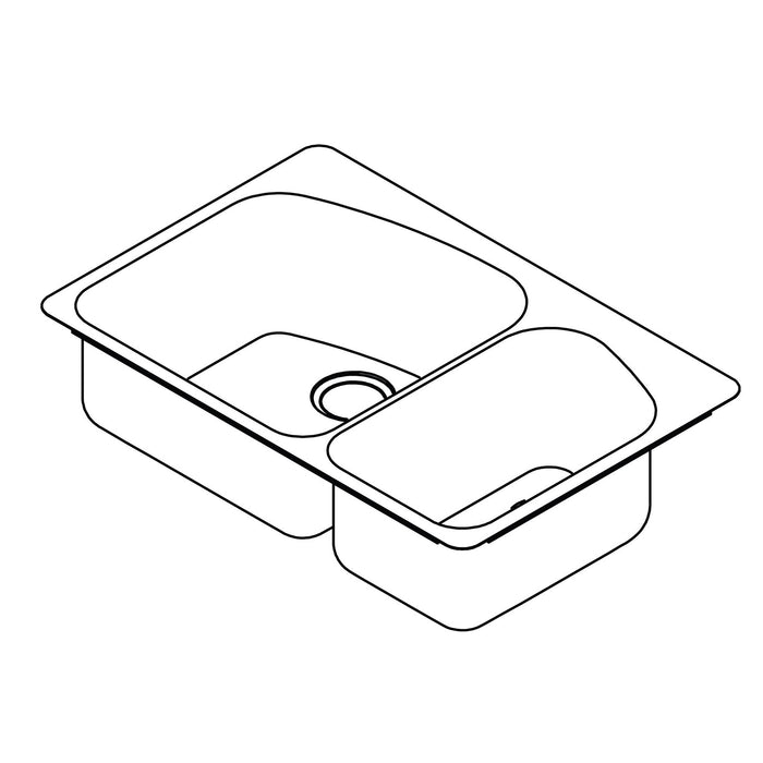 Elkay DPXSR2250R2L 33" x 22" Stainless Steel Double-Bowl Dual-Mount Sink in Premium Highlighted Satin