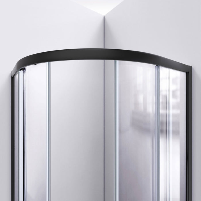 DreamLine E2703333XXQ0009 Prime 33" x 33" x 78 3/4"H Shower Enclosure, Base, and White Wall Kit in Satin Black and Clear Glass