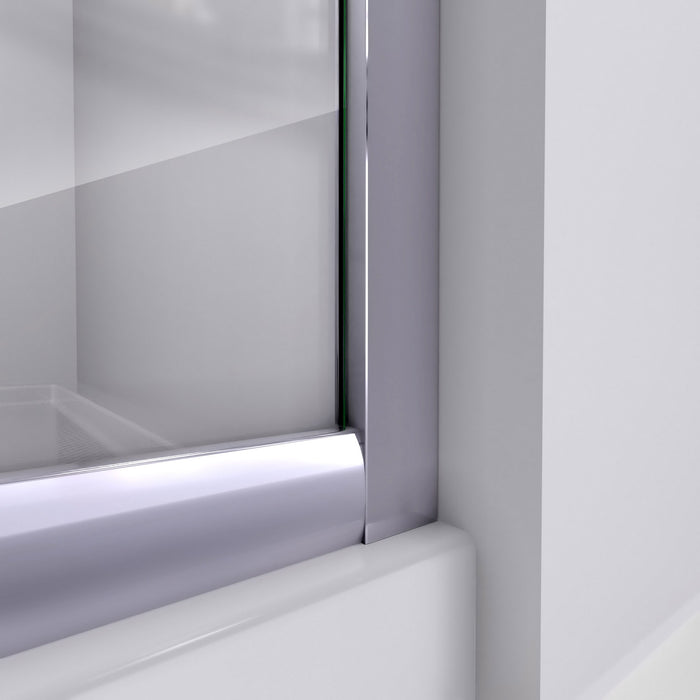 DreamLine DL-6154-01CL Prime 38" x 76 3/4" Semi-Frameless Clear Glass Sliding Shower Enclosure in Chrome with White Base and Backwalls