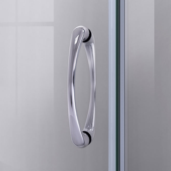 DreamLine DL-6153-01FR Prime 36" x 76 3/4" Semi-Frameless Frosted Glass Sliding Shower Enclosure in Chrome with White Base and Backwalls