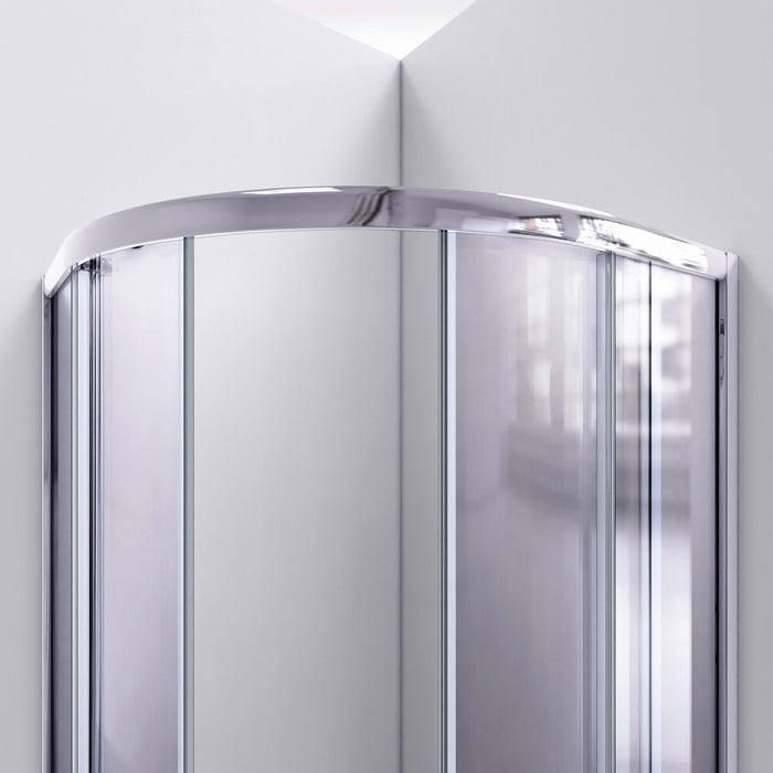 DreamLine DL-6154-01CL Prime 38" x 76 3/4" Semi-Frameless Clear Glass Sliding Shower Enclosure in Chrome with White Base and Backwalls
