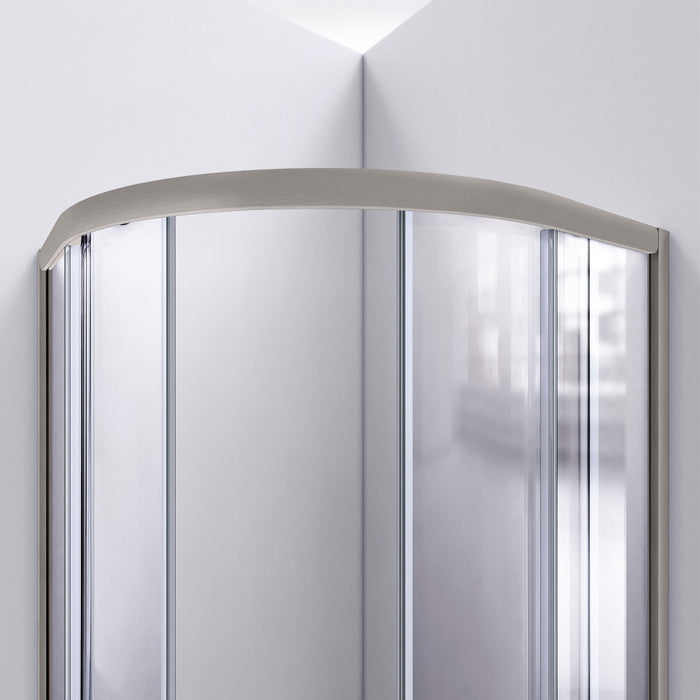 DreamLine E2703636XXQ0004 Prime 36" x 36" x 78 3/4"H Shower Enclosure, Base, and White Wall Kit in Brushed Nickel and Clear Glass