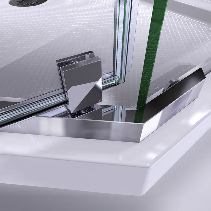 DreamLine DL-6032-01 Prism 40" x 74 3/4" Frameless Neo-Angle Pivot Shower Enclosure in Chrome with White Base Kit