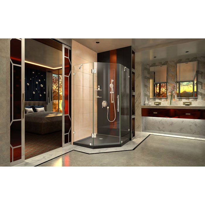 DreamLine DL-6050-88-01 Prism Lux 36" x 74 3/4" Fully Frameless Neo-Angle Shower Enclosure in Chrome with Black Base