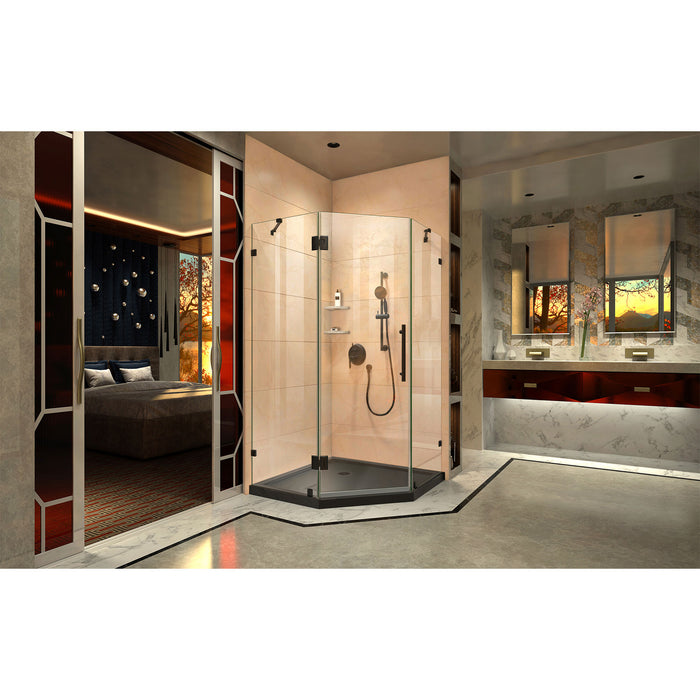 DreamLine DL-6050-88-09 Prism Lux 36" x 74 3/4" Fully Frameless Neo-Angle Shower Enclosure in Satin Black with Black Base