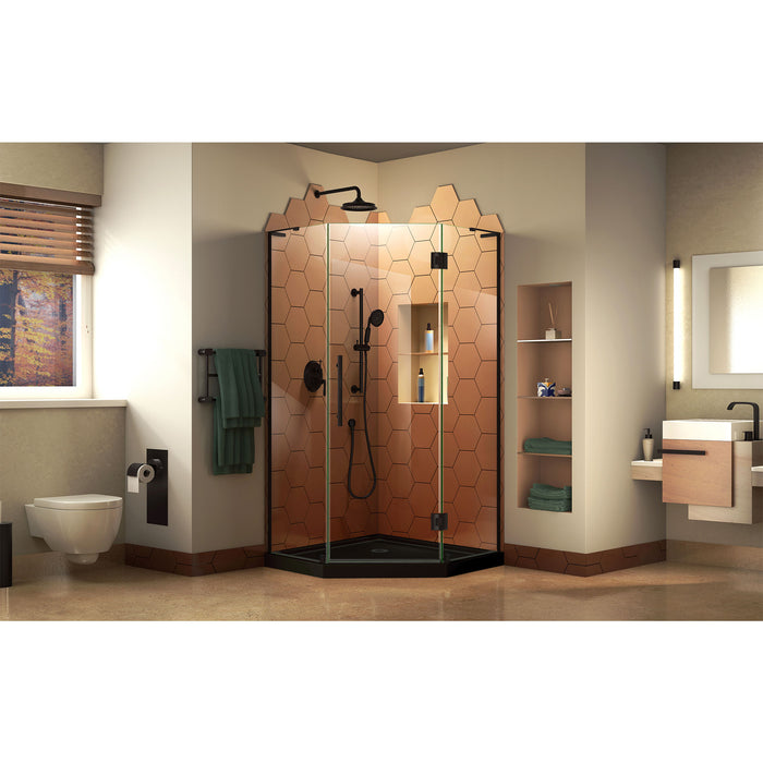 DreamLine DL-6063-88-09 Prism Plus 42" x 74 3/4" Frameless Neo-Angle Shower Enclosure in Satin Black with Black Base