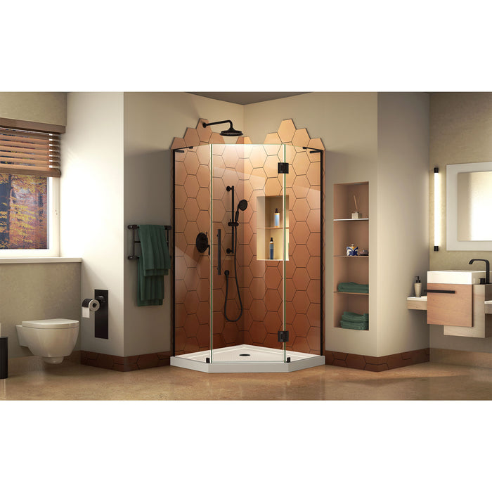 DreamLine DL-6061-09 Prism Plus 38" x 74 3/4" Frameless Neo-Angle Shower Enclosure in Satin Black with White Base