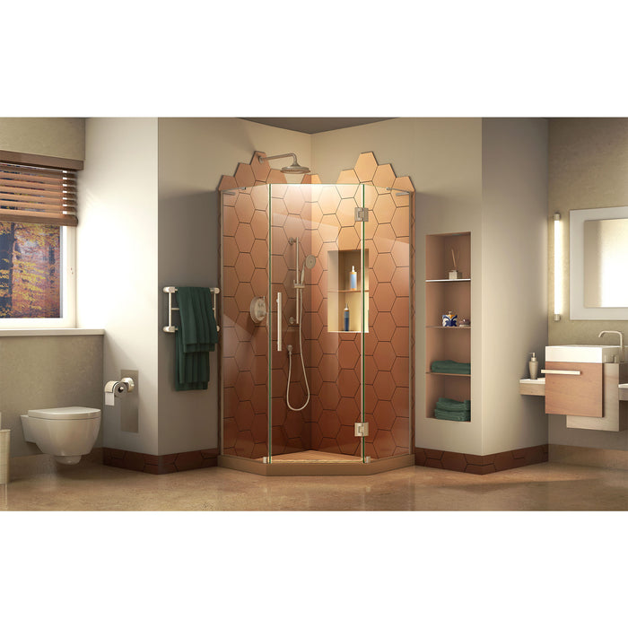 DreamLine SHEN-2640400-04 Prism Plus 40" x 72" Frameless Neo-Angle Hinged Shower Enclosure in Brushed Nickel