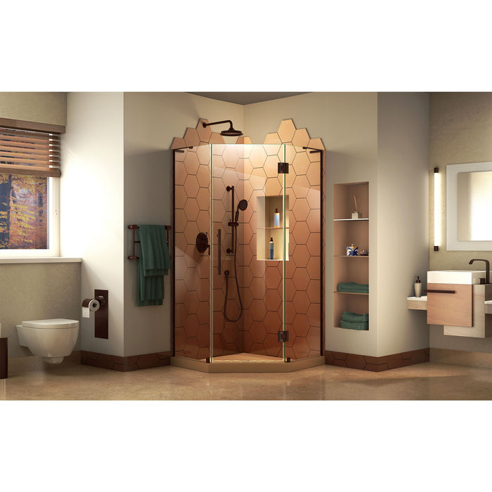DreamLine SHEN-2634340-06 Prism Plus 34" x 72" Frameless Neo-Angle Hinged Shower Enclosure in Oil Rubbed Bronze