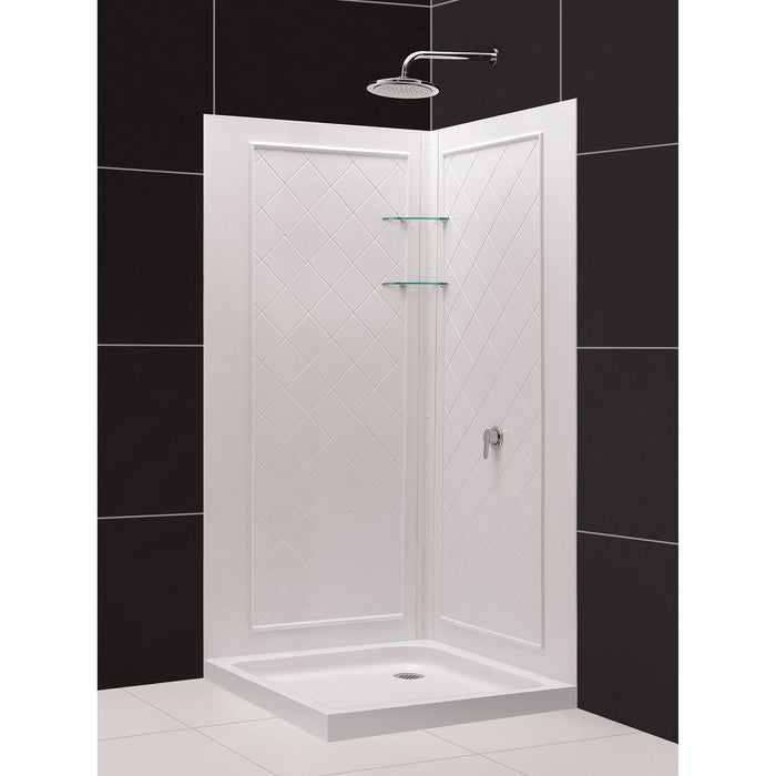 DreamLine DL-6716-01CL Flex 32"D x 32"W x 76 3/4"H Semi-Frameless Shower Enclosure in Chrome with Corner Drain Base and Backwalls
