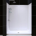 DreamLine DL-6191C-01 34"D x 60"W x 76 3/4"H Center Drain Acrylic Shower Base and QWALL-5 Backwall Kit In White - Bath4All