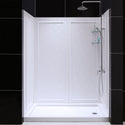 DreamLine DL-6192R-01 36"D x 60"W x 76 3/4"H Right Drain Acrylic Shower Base and QWALL-5 Backwall Kit In White - Bath4All