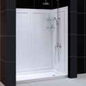 DreamLine DL-6190R-01 32"D x 60"W x 76 3/4"H Right Drain Acrylic Shower Base and QWALL-5 Backwall Kit In White - Bath4All
