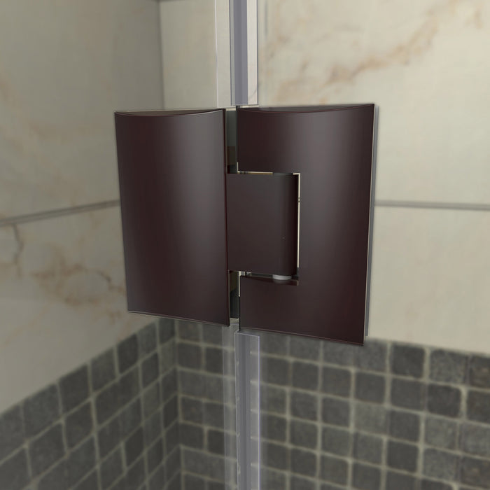 DreamLine DL-6052-06 Prism Lux 40" x 74 3/4" Fully Frameless Neo-Angle Shower Enclosure in Oil Rubbed Bronze with White Base