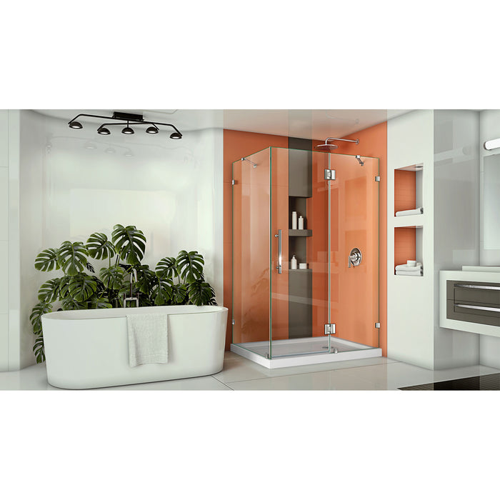 DreamLine SHEN-1334460-01 Quatra Lux 34 1/4"D x 46 3/8"W x 72"H Frameless Hinged Shower Enclosure in Chrome