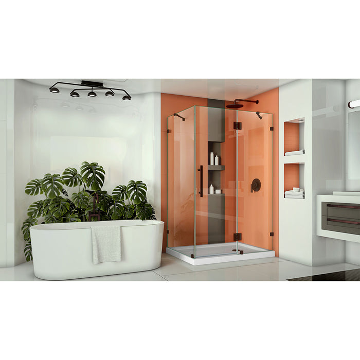 DreamLine SHEN-1334460-06 Quatra Lux 34 1/4"D x 46 3/8"W x 72"H Frameless Hinged Shower Enclosure in Oil Rubbed Bronze