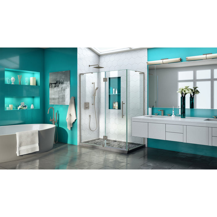 DreamLine SHEN-1434520-04 Quatra Plus 34"D x 52"W x 72"H Frameless Hinged Shower Enclosure in Brushed Nickel
