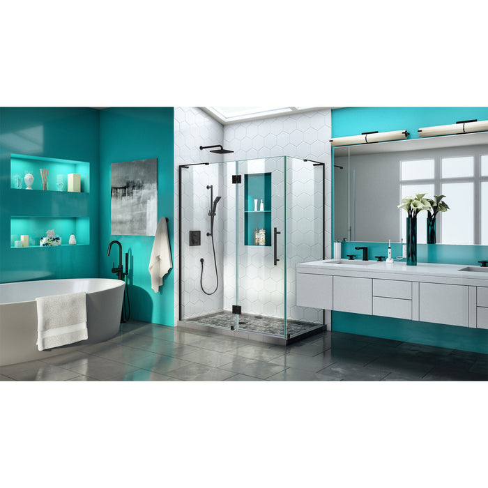 DreamLine SHEN-1434520-09 Quatra Plus 34"D x 52"W x 72"H Frameless Hinged Shower Enclosure in Satin Black