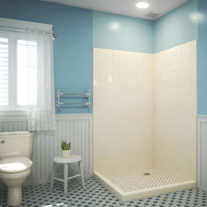 Dreamline SHBW-1541760-22 QWALL-VS 41-1/2"W x 41-1/2"D x 76"H Acrylic Corner Backwall Kit in Biscuit