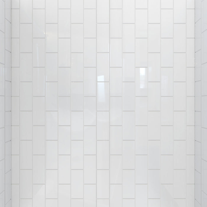 DreamLine D2096036XXL0004 Infinity-Z 36"D x 60"W x 78 3/4"H Sliding Shower Door, Base, and White Wall Kit in Brushed Nickel and Clear Glass