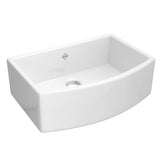 Rohl RC3021WH Classic Waterside Single Bowl Bowed Farmhouse Apron Front Fireclay Kitchen Sink in White