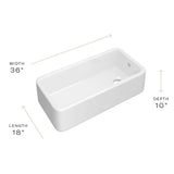 Rohl RC3618WH Shaws Original Lancaster Single Bowl Farmhouse Apron Front Fireclay Kitchen Sink - White