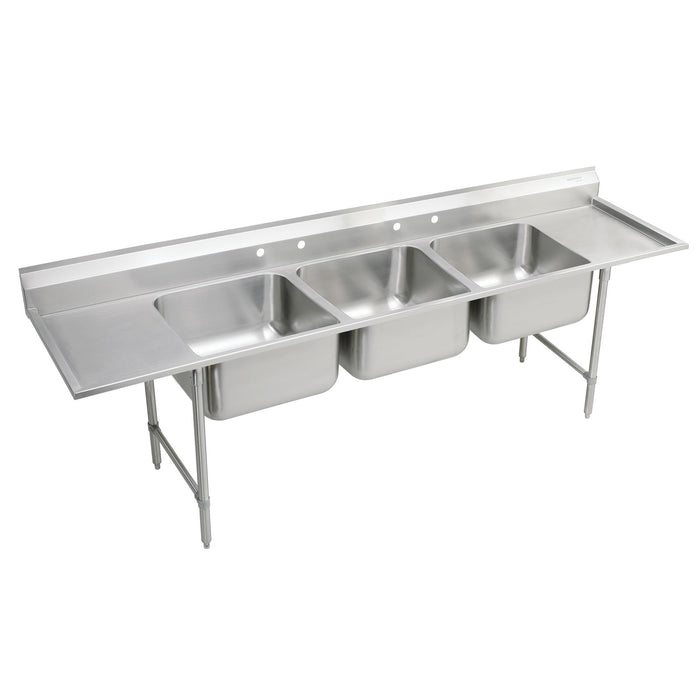 Elkay RNSF8354LR4 Stainless Steel 4-Hole Triple-Bowl Scullery Commercial Sink