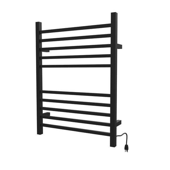 Amba RSWH-MB Radiant Square Hardwired + Plug-in Combo 10 Bar Towel Warmer in Matte Black