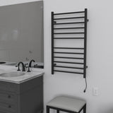 Amba RSWHL-MB Radiant Large Square Hardwired + Plug-in Combo 12 Bar Towel Warmer in Matte Black