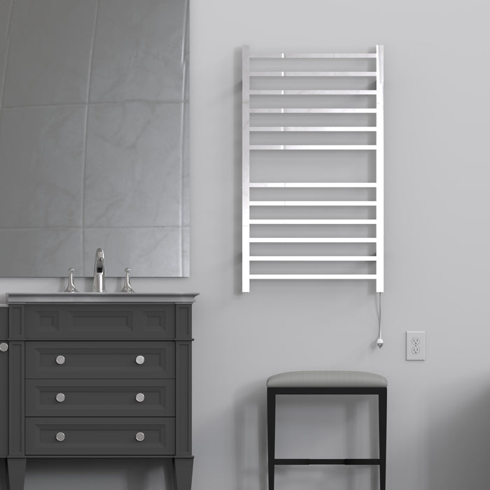 Amba RSWHL-P Radiant Large Square Hardwired + Plug-in Combo 12 Bar Towel Warmer in Polished