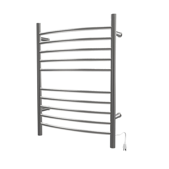 Amba RWH-CB Radiant Hardwired + Plug-in Combo Curved 10 Bar Towel Warmer in Brushed