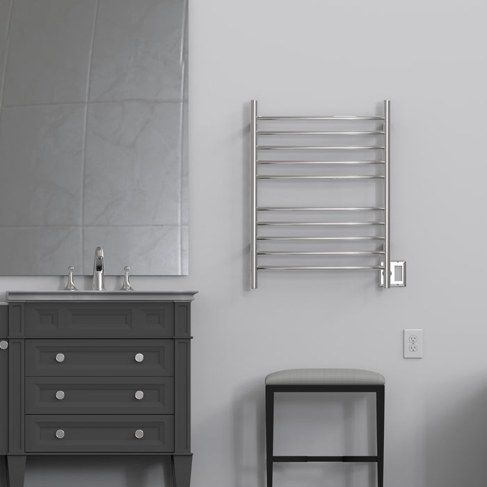 Amba RWH-CP Radiant Hardwired + Plug-in Combo Curved 10 Bar Towel Warmer in Polished