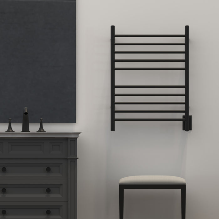 Amba RWH-SMB Radiant Hardwired + Plug-in Combo Straight 10 Bar Towel Warmer in Matte Black