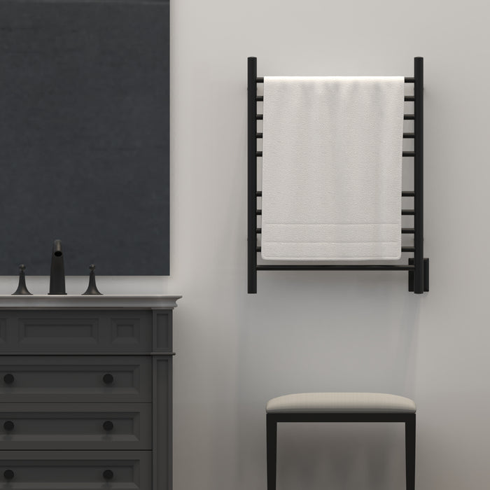 Amba RWH-SMB Radiant Hardwired + Plug-in Combo Straight 10 Bar Towel Warmer in Matte Black