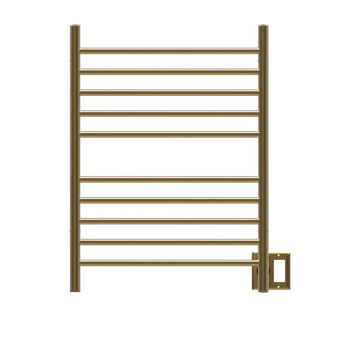 Amba RWH-SSB Radiant Hardwired + Plug-in Combo Straight 10 Bar Towel Warmer in Satin Brass