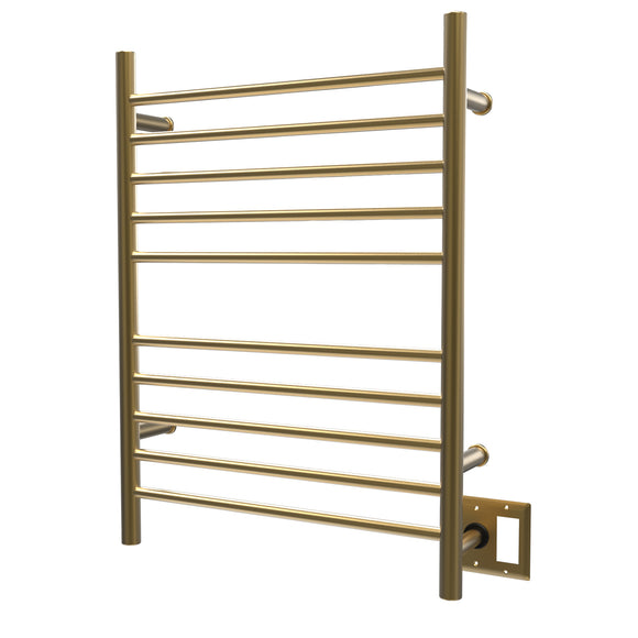 Amba RWH-SSB Radiant Hardwired + Plug-in Combo Straight 10 Bar Towel Warmer in Satin Brass