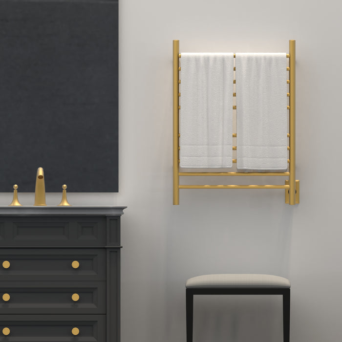 Amba RWH-SSB Radiant Hardwired + Plug-in Combo Straight 10 Bar Towel Warmer in Satin Brass